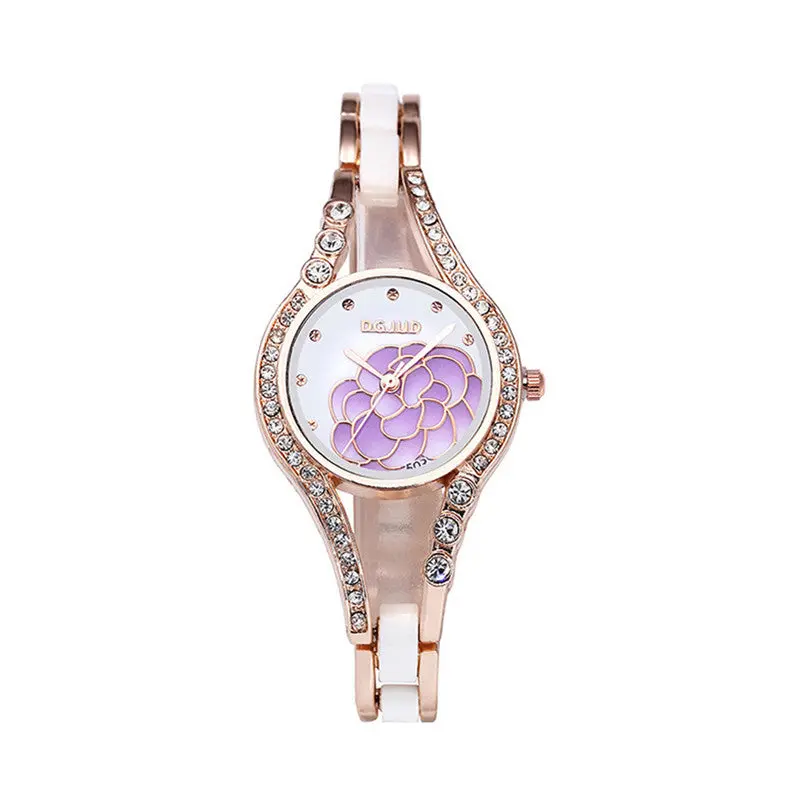 Gold Women Bracelet Watch Camellia Pattern Bangle Watch Alloy Band Ladies Wrist Watch Luxury Watch Women Feida 2