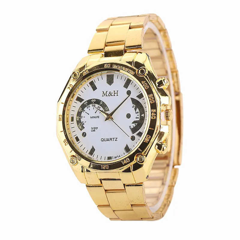 Golden Watch Women Men Luxury Watches Stainless Steel Band Analog Quartz Clock Sport Wrist Watch 3