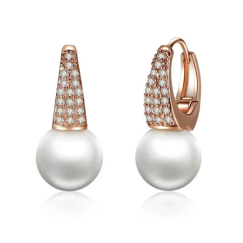 Good Quality High Pearl Drop Earring For Rose Gold Plated Fashion Earrings Gie060 1