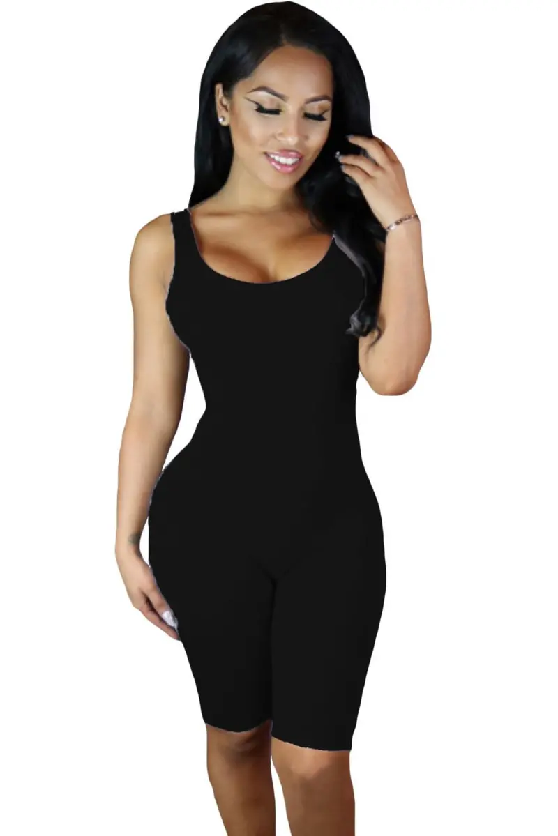 Good Stretch Black Sport Rompers Jumpsuit Playsuit Bodycon Casual Sport Jumpsuit Shorts Sports Suits 64016 7