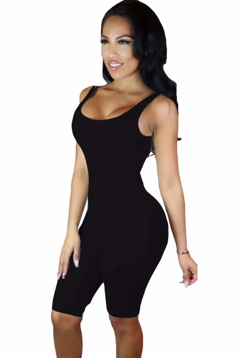 Good Stretch Black Sport Rompers Jumpsuit Playsuit Bodycon Casual Sport Jumpsuit Shorts Sports Suits 64016 7