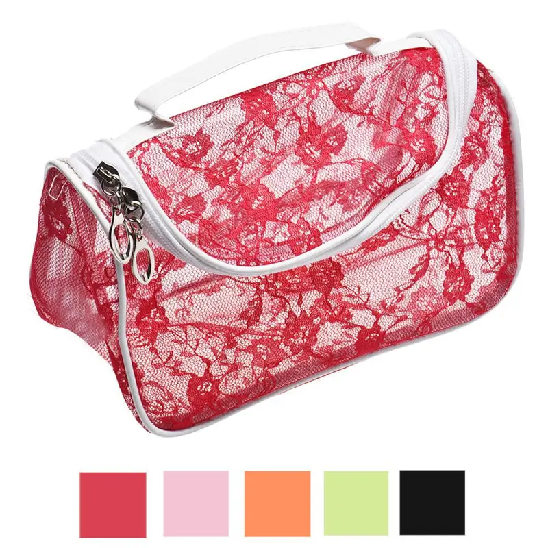 Gorforward Lace Hook Flower Pvc Cosmetic Bag 1