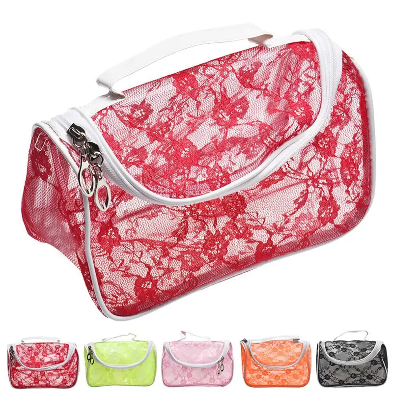 Gorforward Lace Hook Flower Pvc Cosmetic Bag 2