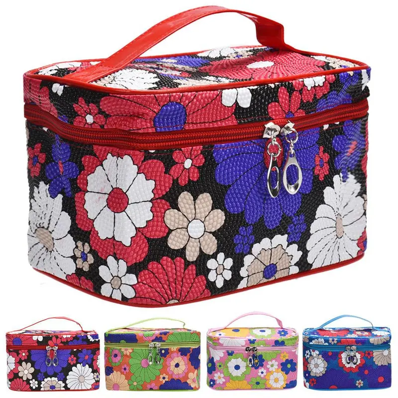 Gorforward Square Sunflower Cosmetic Bag Leather Bags Cases 1