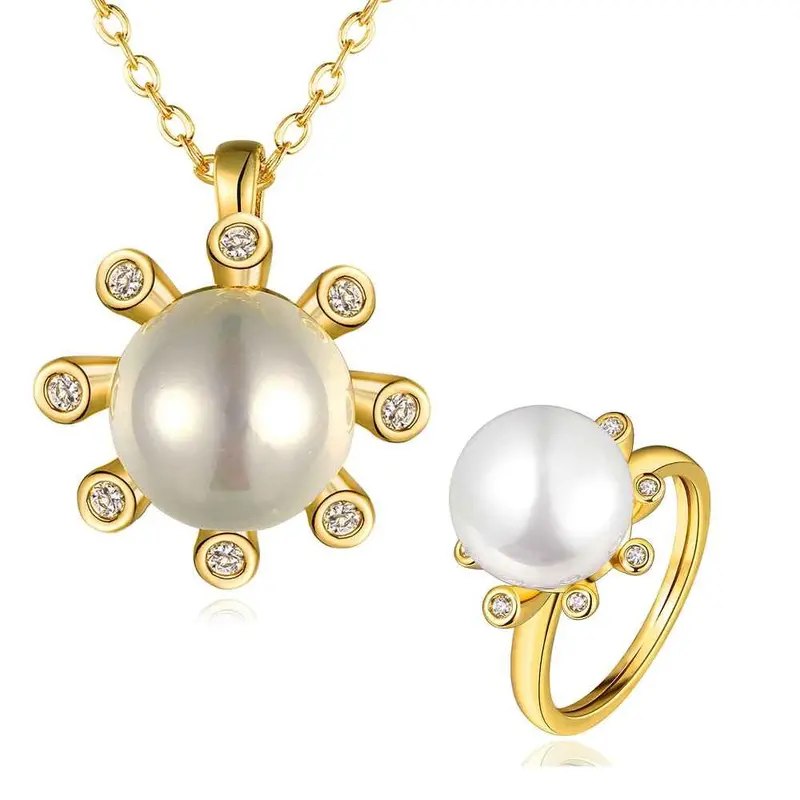 Gorgeous 18K Gold Plating Jewelry Set Crystal Beads Necklace+Earrings+Ring African Jewelry Set168 4
