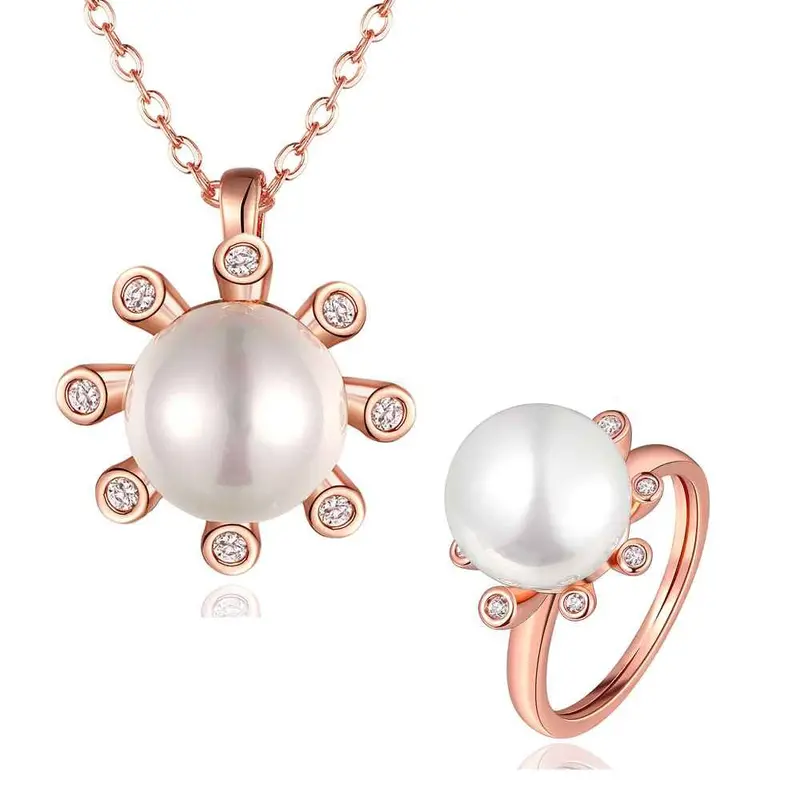 Gorgeous 18K Gold Plating Jewelry Set Crystal Beads Necklace+Earrings+Ring African Jewelry Set168 5