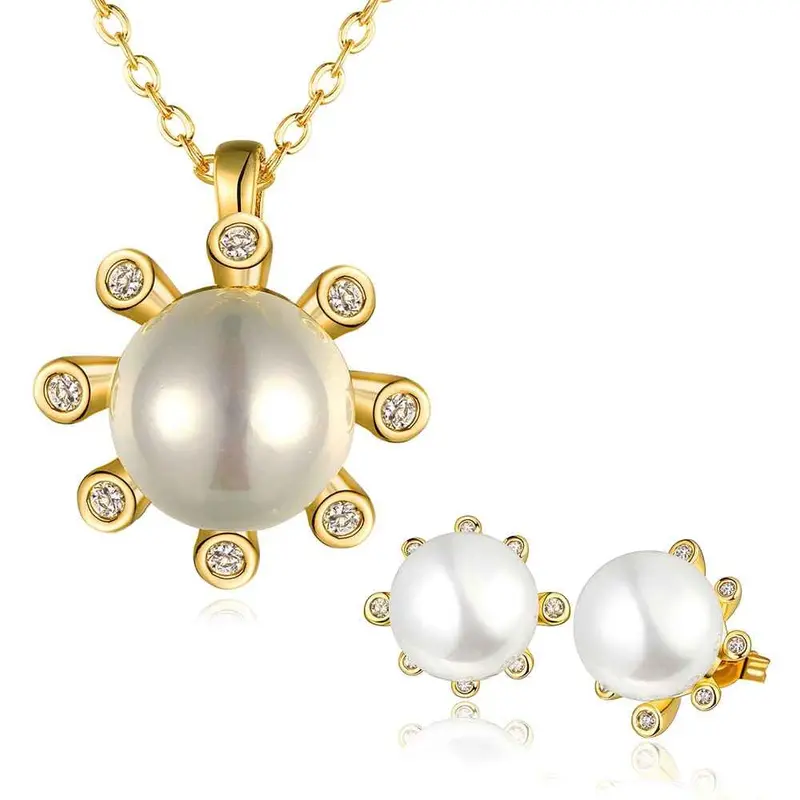 Gorgeous 18K Gold Plating Jewelry Set Crystal Beads Necklace+Earrings+Ring African Jewelry Set168 7