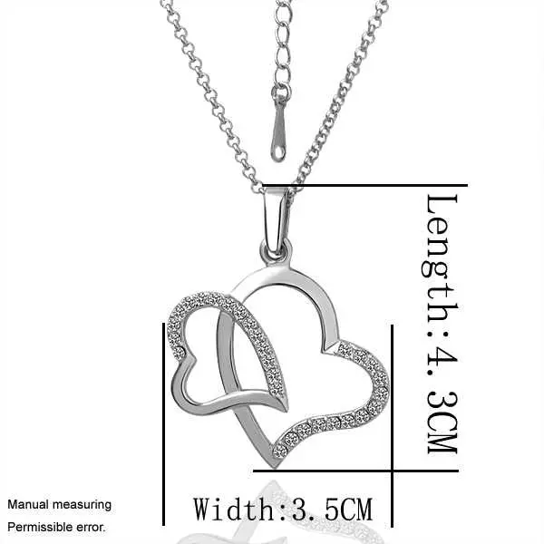 Gorgeous 18K Gold Plating Necklaces Twin Heart Collares Mujer Bone221 2