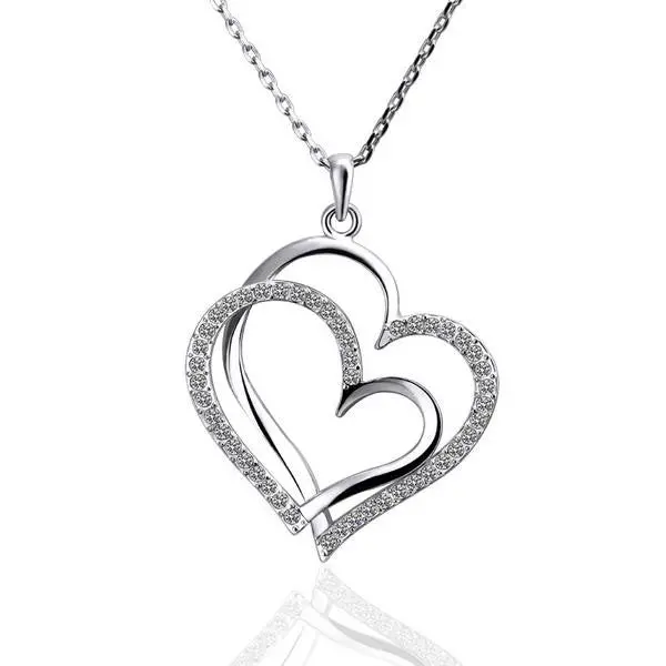 Gorgeous 18K Gold Plating Necklaces Twin Heart Collares Mujer Bone221 3