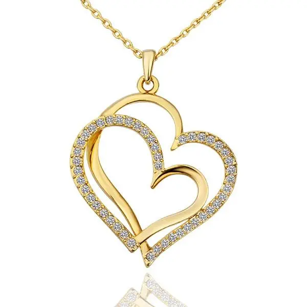 Gorgeous 18K Gold Plating Necklaces Twin Heart Collares Mujer Bone221 4
