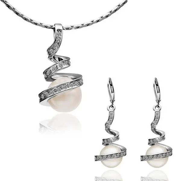 Gorgeous 18K Real Gold Plated Jewelry Sets Spiral Hanging Beads Earrings+Necklace Sets166 1