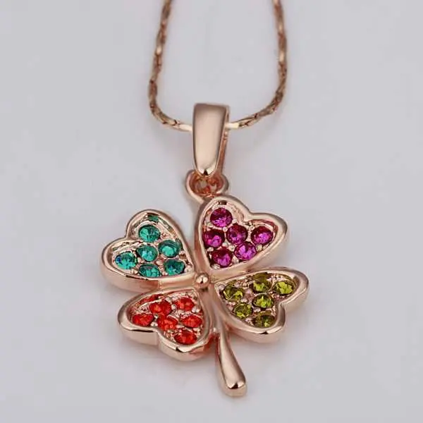 Gorgeous Austrian Crystal Necklaces Golden Clover Collares 2