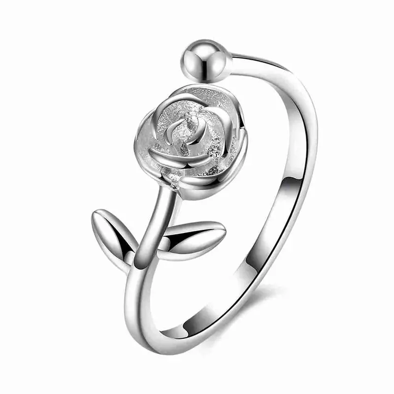 Gorgeous Real 925 Sterling Silver Rings With Flowers Bague Femme Joias291 5