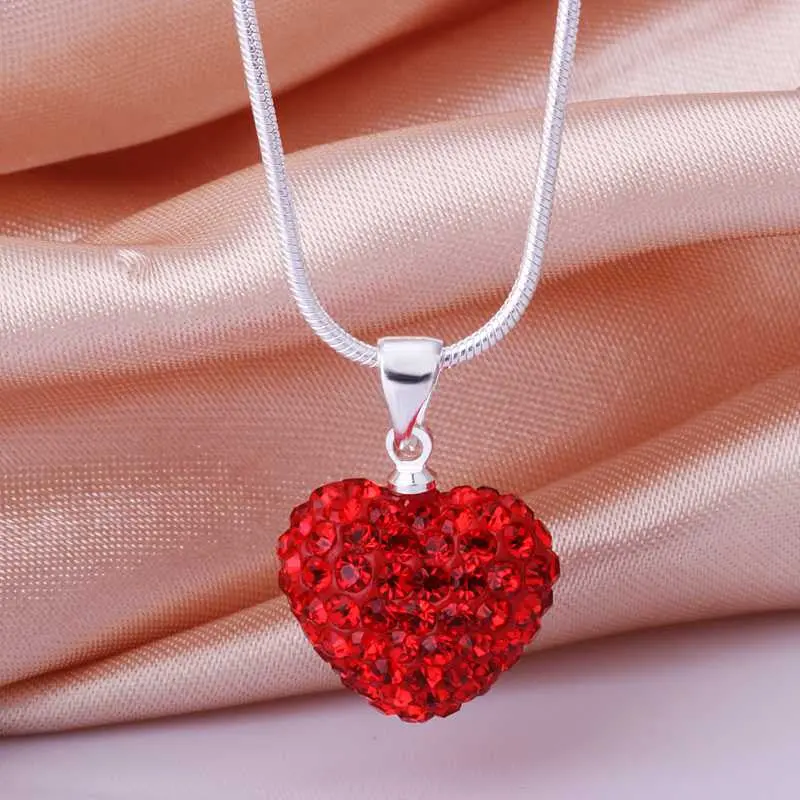 Gorgeous Shamballa Necklaces Red Crystal Love Colares Diy 1