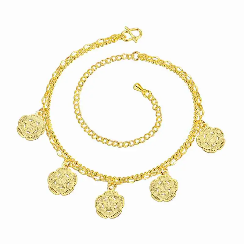 Gorgeous Silver Bracelet Anklets Double Flower Ankle Bracelet Diy Hba 1 1