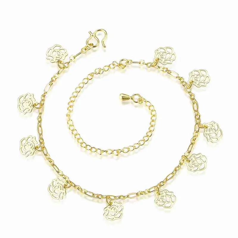 Gorgeous Silver Bracelet Anklets Double Flower Ankle Bracelet Diy Hba 1 11