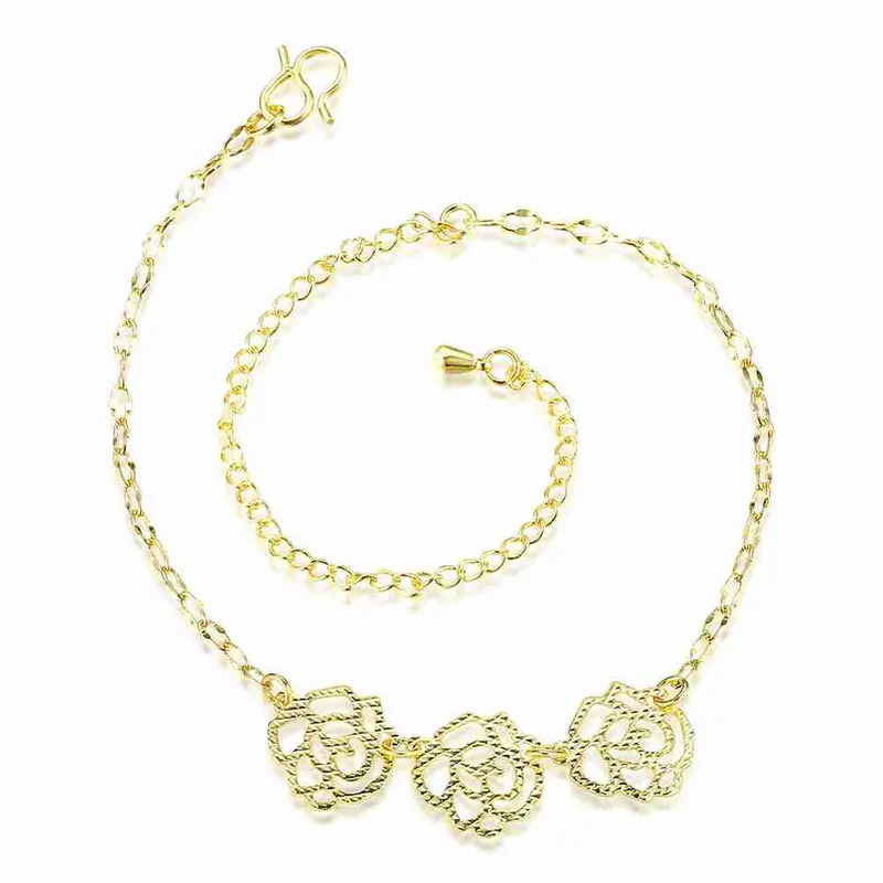 Gorgeous Silver Bracelet Anklets Double Flower Ankle Bracelet Diy Hba 1 3