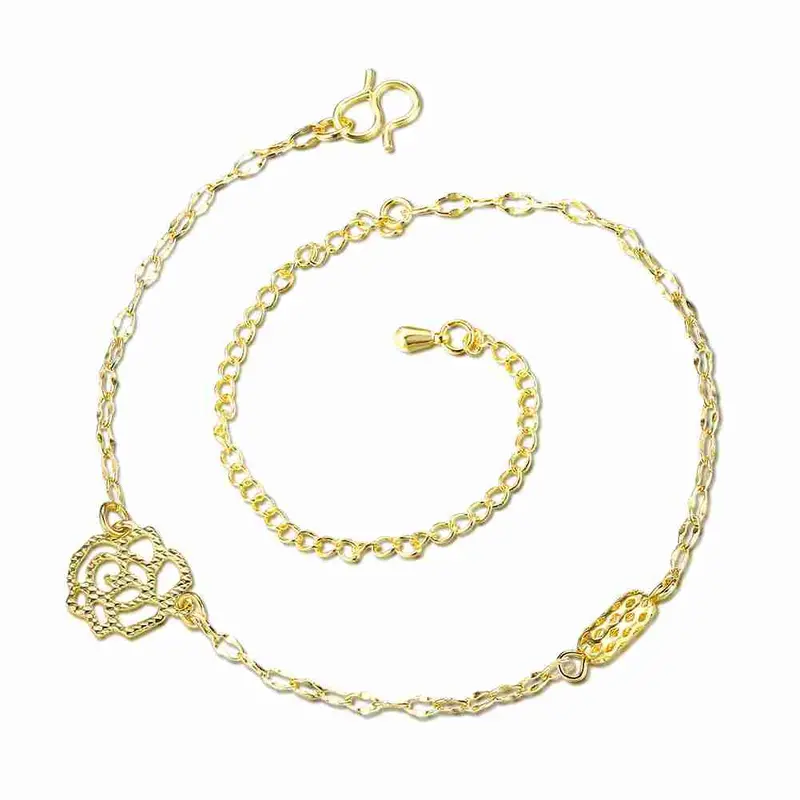 Gorgeous Silver Bracelet Anklets Double Flower Ankle Bracelet Diy Hba 1 5
