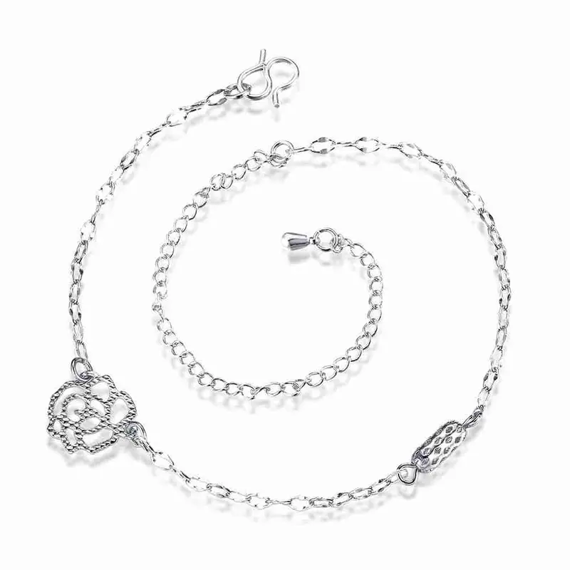 Gorgeous Silver Bracelet Anklets Double Flower Ankle Bracelet Diy Hba 1 6