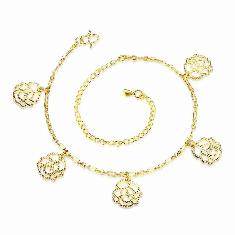 Gorgeous Silver Bracelet Anklets Double Flower Ankle Bracelet Diy Hba 1 9