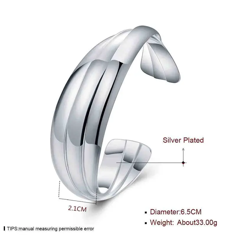 Gorgeous Silver Bracelet & Bangle Triple Pieces Women Pulseras Hand Madeball Smtb 44 2