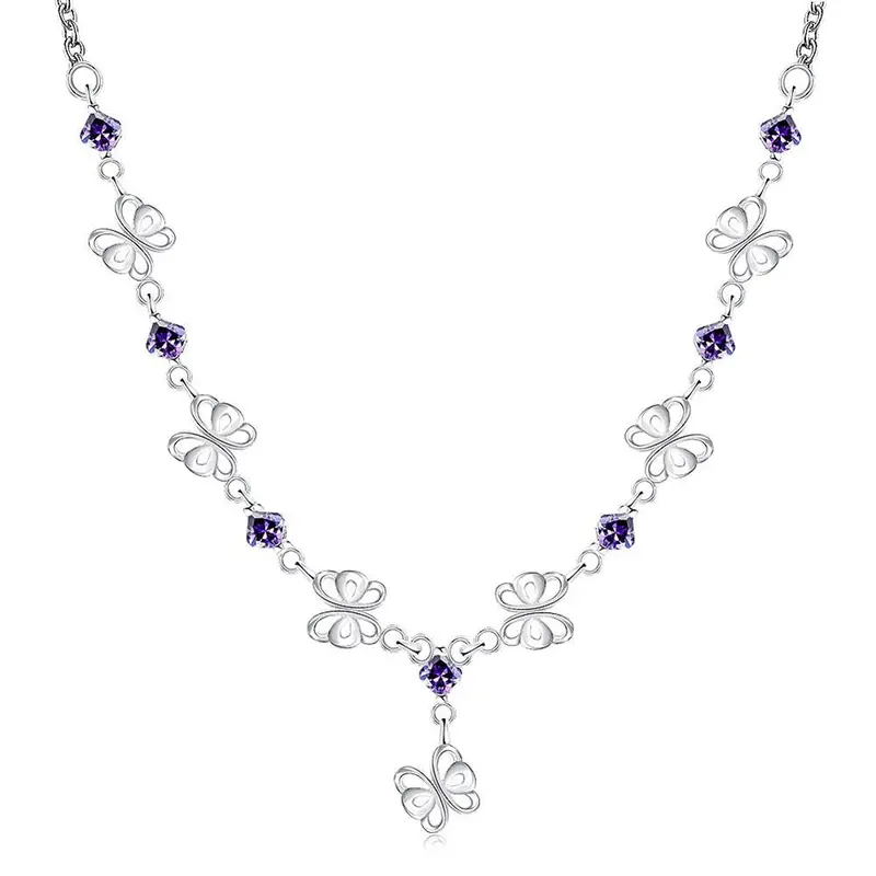Gorgeous Silver Collar Necklace Butterfly Pendant Big Necklace Personalized Fspn128 1