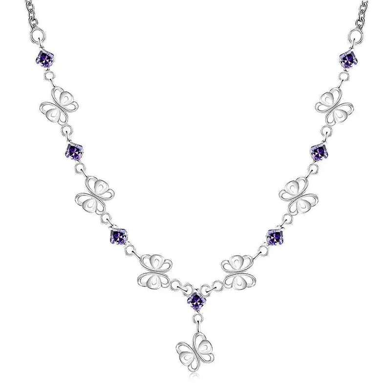 Gorgeous Silver Collar Necklace Butterfly Pendant Big Necklace Personalized Fspn128 2