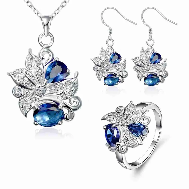 Gorgeous Silver Jewelry Set Panda Head Ring+Necklace+Earrings Sets Margarida 44 1
