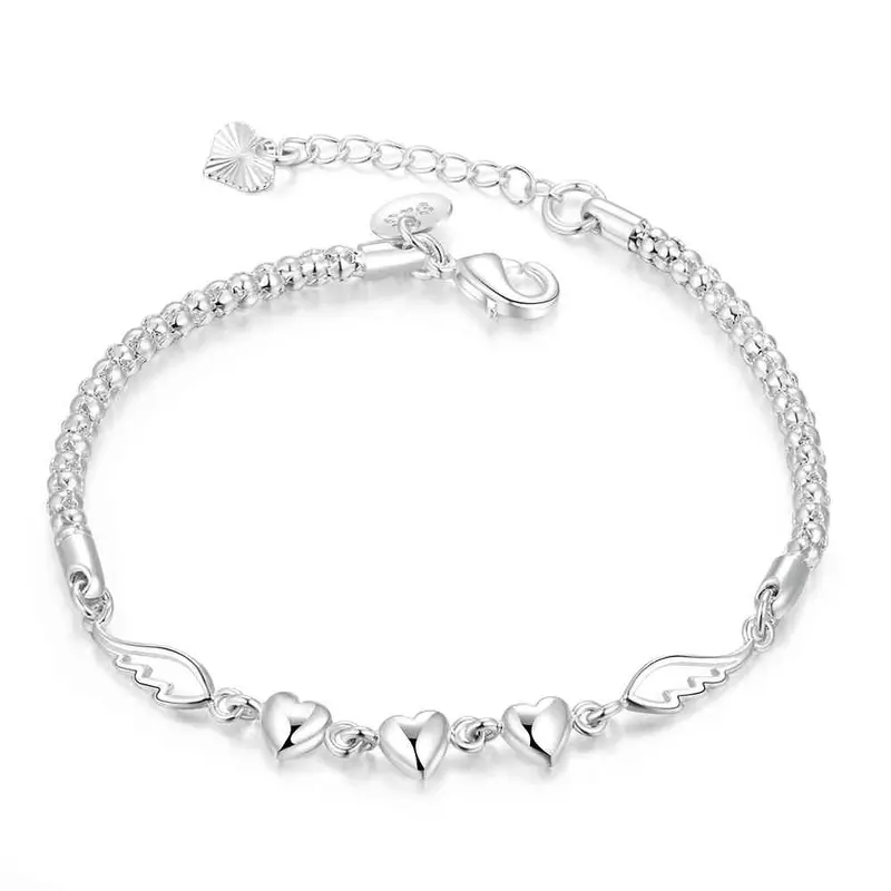 Gorgeous Silver Plated Charm Bracelet Twisted Heart Pulsera Jewellery Hbh 12 3