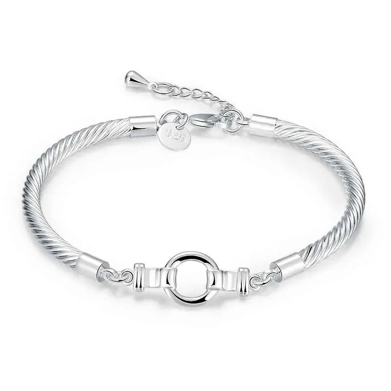 Gorgeous Silver Plated Charm Bracelet Twisted Heart Pulsera Jewellery Hbh 12 4