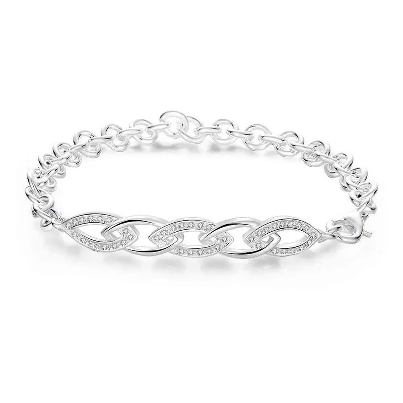 Gorgeous Silver Plated Charm Bracelet Twisted Heart Pulsera Jewellery Hbh 12 6