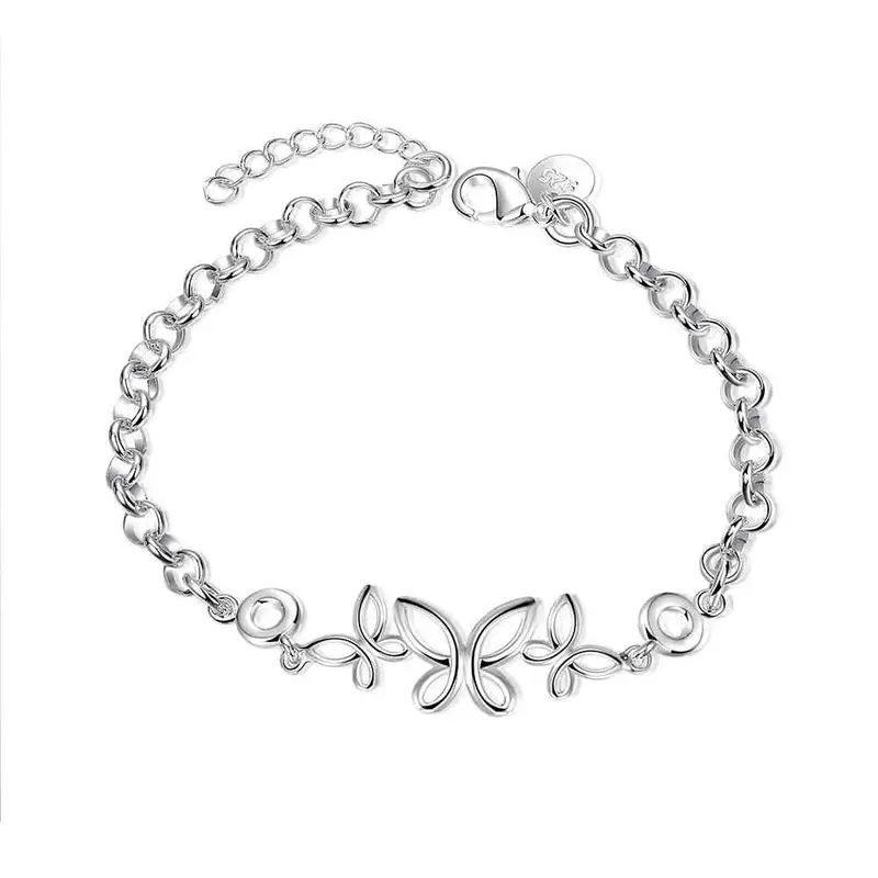 Gorgeous Silver Plated Charm Bracelet Twisted Heart Pulsera Jewellery Hbh 12 7