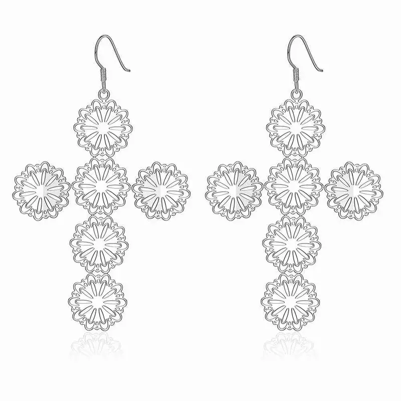 Gorgeous Silver Plated Earing Cross Drop Ear Cuff Bijoux Femme 38 3