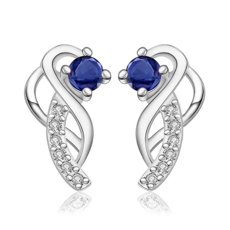 Gorgeous Silver Plated Earings Jewelry Moon Hook White Gem Stud Orecchini Hand Madeball 23 2