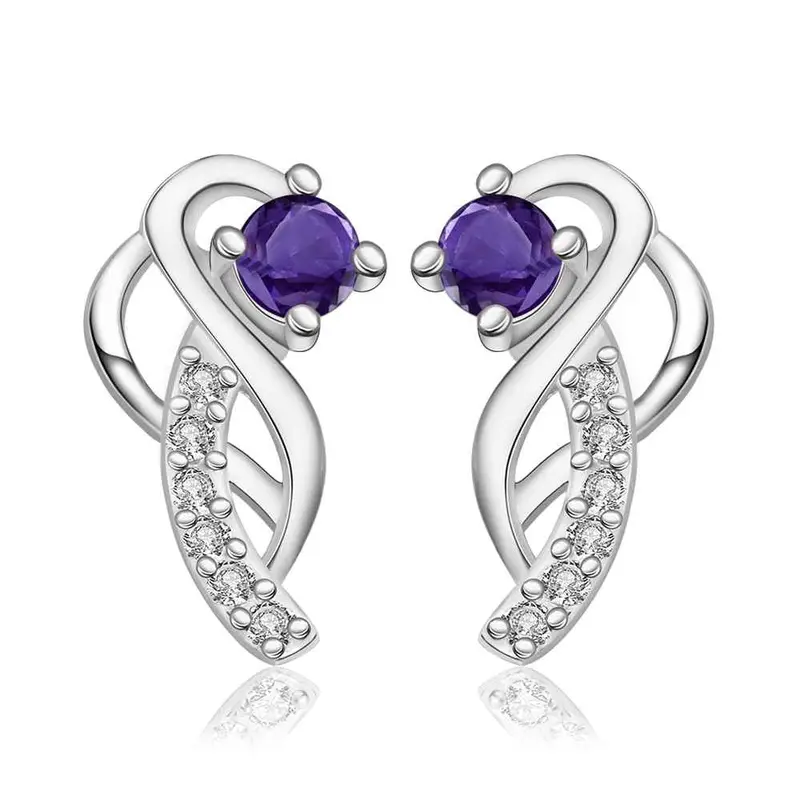 Gorgeous Silver Plated Earings Jewelry Moon Hook White Gem Stud Orecchini Hand Madeball 23 3