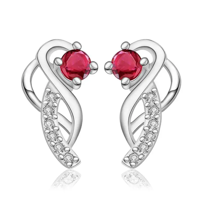 Gorgeous Silver Plated Earings Jewelry Moon Hook White Gem Stud Orecchini Hand Madeball 23 4