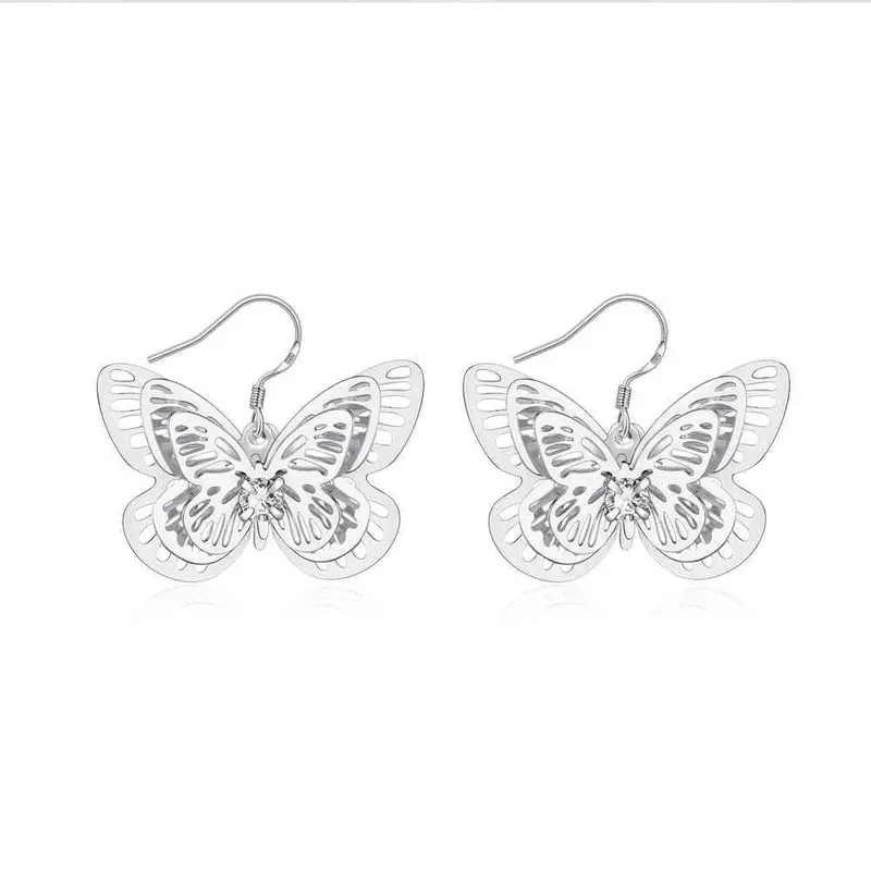 Gorgeous Silver Plated Earrings Butterfly Brincos Sport 649 1