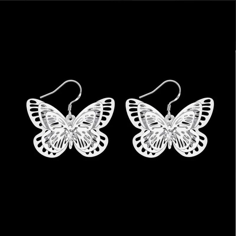 Gorgeous Silver Plated Earrings Butterfly Brincos Sport 649 2