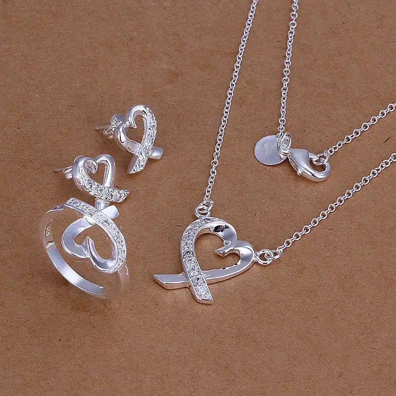 Gorgeous Silver Plated Jewelry Set Insets Kelp Necklace&Earring&Ring Sets Fine Jewelry 77 2