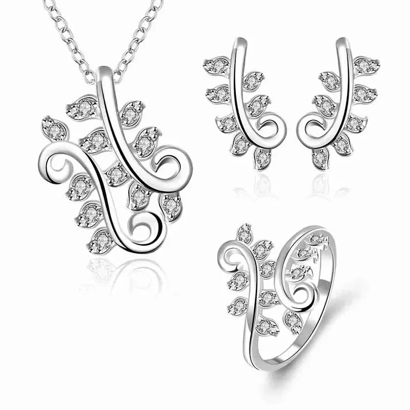 Gorgeous Silver Plated Jewelry Set Pruple Leaf Earrings+Anklet African Jewelry Set Margarida 48 12