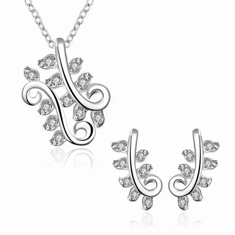 Gorgeous Silver Plated Jewelry Set Pruple Leaf Earrings+Anklet African Jewelry Set Margarida 48 15