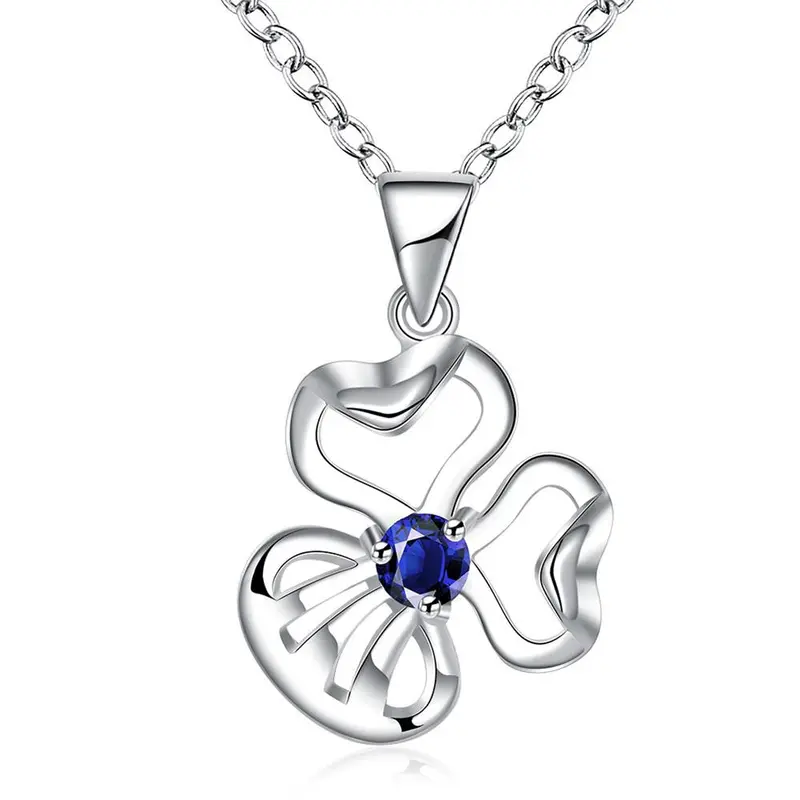 Gorgeous Silver Plated Pendant Clover Flowers Choker Bijoux361 1