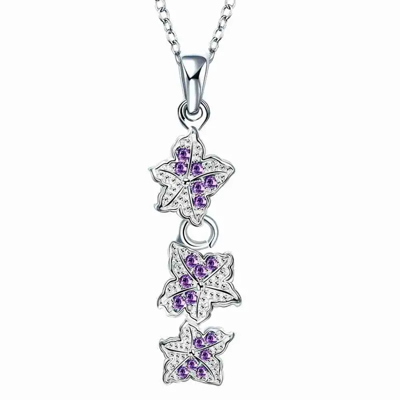 Gorgeous Silver Plated Pendant Clover Flowers Choker Bijoux361 3