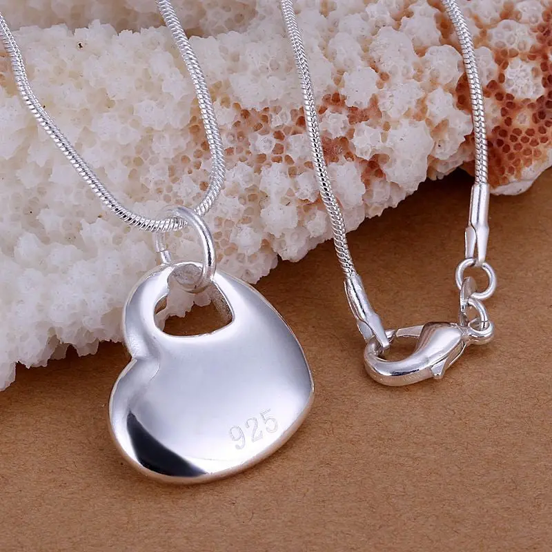Gorgeous Silver Plated Pendant Necklace Heart Center Collier Wedding Jewelry 2
