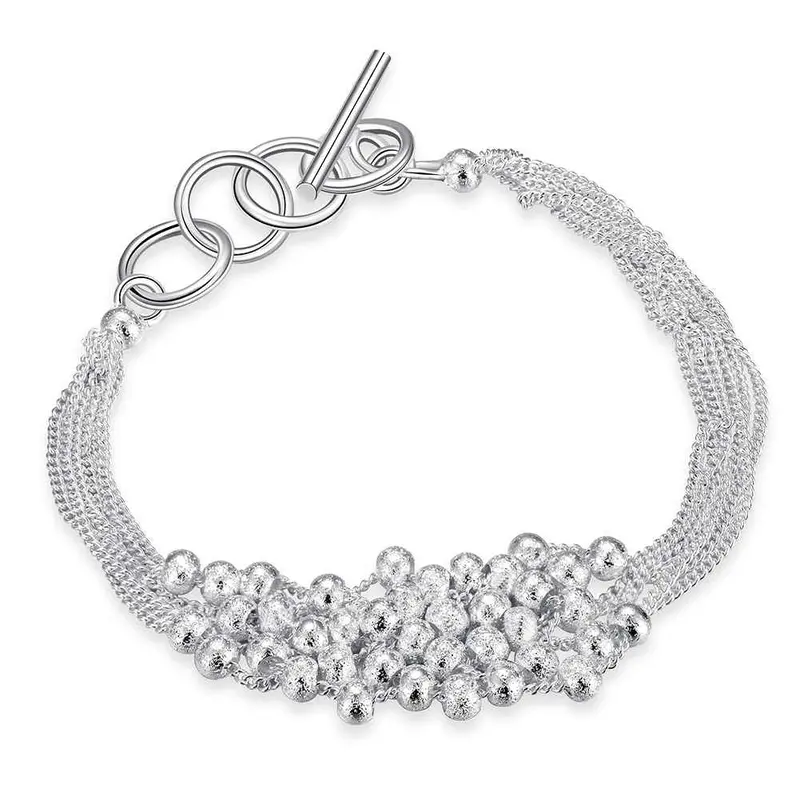 Gorgeous Silver Pulseras Six Lines Light Bead Pulseira Diy Hbh 45 1