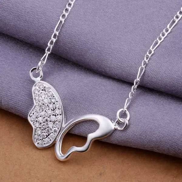 Gorgeous Silver Statement Necklace Insets Butterfly Collares Floating Charms159 1