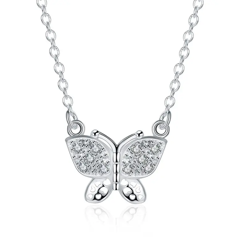 Gorgeous Silver Statement Necklace Insets Butterfly Collares Floating Charms159 4