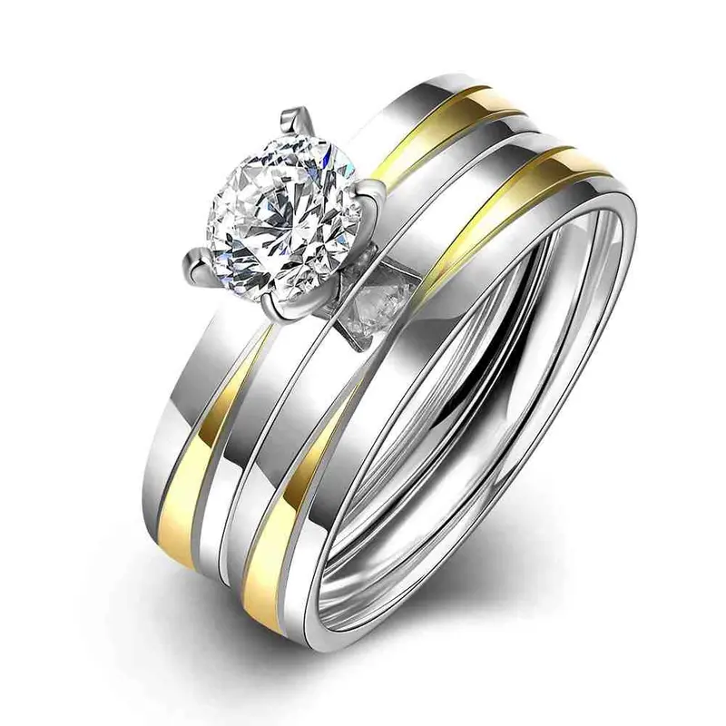 Gorgeous Titanium Steel Rings Cross Grain Crystal Anillo Bijoux Femme166 1