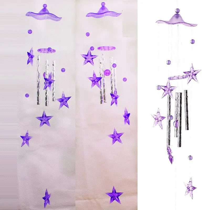 Great Stars Plastic Crystal 4 Metal Tubes Windchime Wind Chime Home Garden Decor 76473 1