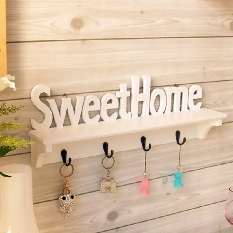 Great Vogue "Sweet Home" Shelves Wall Rack Woodenpvc Home Holder Storage Hanger Decors 78208 1